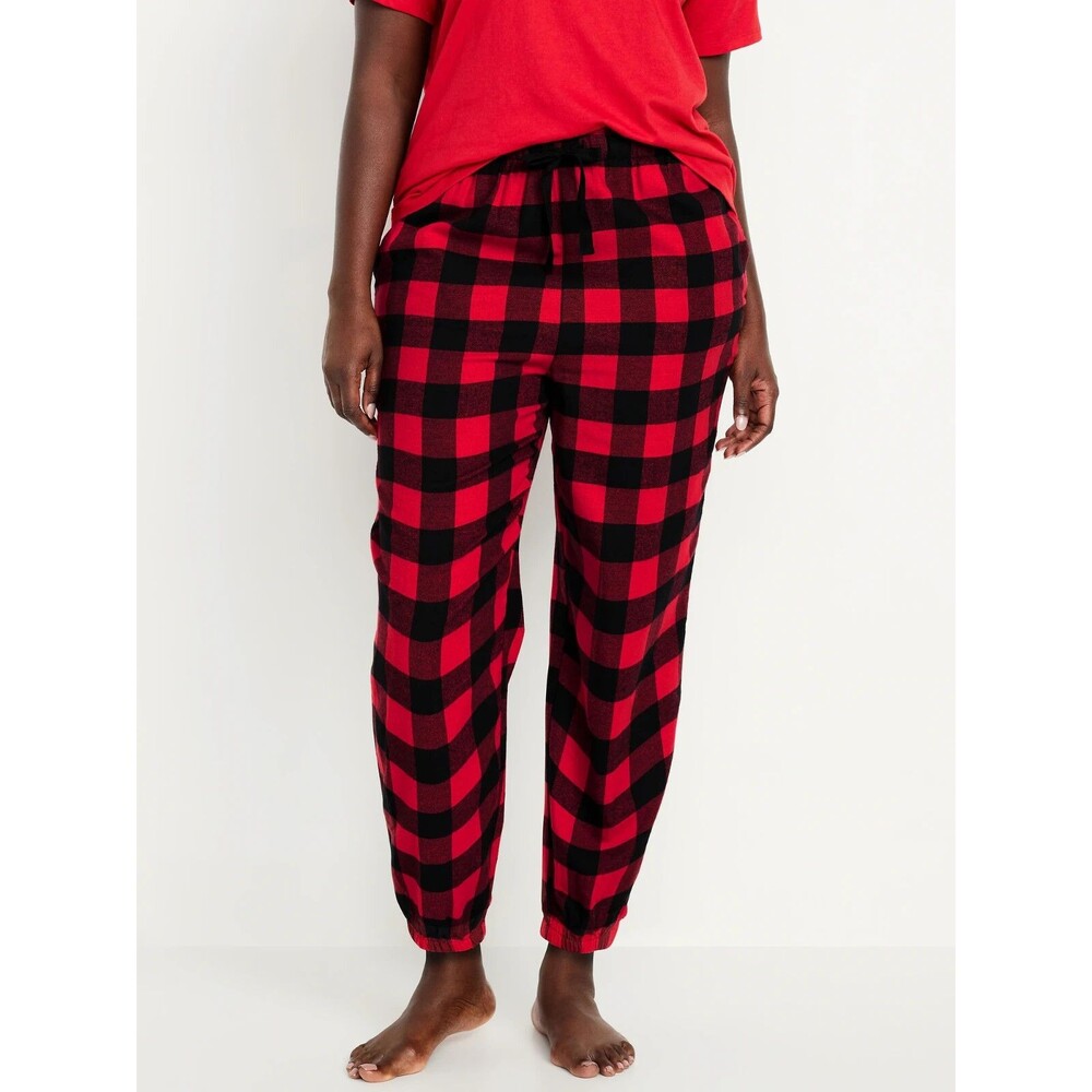 Old Navy Women's High-Waisted Flannel Pajama Joggers Buffalo Plaid Size XL NWT